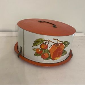 1940s Decoware cake tin tote vintage Apple